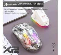 (White Transparent) Souris de jeu sans fil Attack Shark X2 Pro RGB,Bluetooth tri-mode,clic silencieux,affichage de la batterie,station de charge magnétique