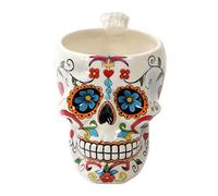 White Tribal Day of The Dead Crucifix Rosario Sugar Skull Drink Coffee Mug Cup Ceramic by Gifts & Decors