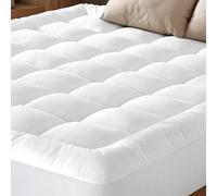 White Viscose Made from Bamboo Mattress Topper 90x190 cm, 800 GSM with Skirt 7D/3D 70/30