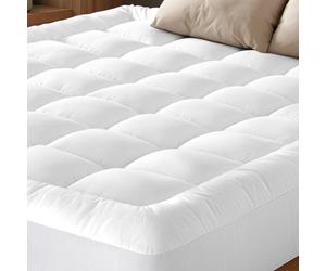 White Viscose Made from Bamboo Mattress Topper 90x190 cm, 800 GSM with Skirt 7D/3D 70/30