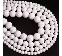 White Volcanic Stone Beads 4/6/8/10mm 85/60/45/35pcs | Natural Semi-Precious Stone Beads for Bracelet Necklace Earrings and Jewelry Making(45pcs of 8mm)