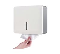 (White)Wall Mount Paper Towel Dispenser Multifold Hand Towel Tissue Holder with Key Lock for Bathroom Kitchen Bedroom