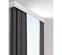 White Wall Mounted Curtain Track System 3 en 1 Heavy Duty Double Rail Support pour baie Windows Réglable Room Divider Rods 1m 5m (190cm/74.8in/6.2ft)