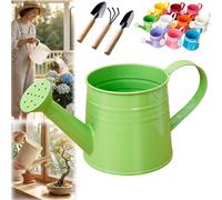 White Watering Can Metal, 1L Vintage Galvanized Sprinkler Can, Rustproof & Leak-Resistant, Ideal for Indoor & Outdoor Plants, Lawn, Garden - Durable Gardening Tool for Home & Office (Green)