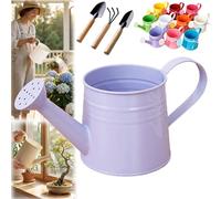 White Watering Can Metal, 1L Vintage Galvanized Sprinkler Can, Rustproof & Leak-Resistant, Ideal for Indoor & Outdoor Plants, Lawn, Garden - Durable Gardening Tool for Home & Office (Purple)