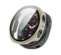 (White,White)For Samsung Galaxy Watch8 44mm Watch Case WANLONFENG PC Frame Cover with Tempered Glass Screen Prote