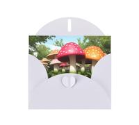 White WHJSHOP Carte de vœux avec imprimé champignons aux couleurs vives - Papier nacré haut de gamme avec effet nacré double face