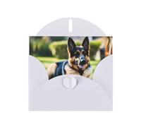 White WHJSHOP Carte de vœux avec imprimé chien berger allemand - Papier nacré double face haut de gamme effet perle avec boucle d'amour et enveloppe en papier nacré