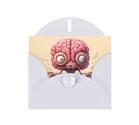 White WHJSHOP Carte de vœux imprimée cerveau humain - Papier nacré double face haut de gamme effet perle avec boucle d'amour et enveloppe en papier nacré
