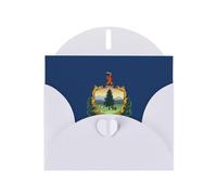 White WHJSHOP Carte de vœux imprimée drapeau de l'État du Vermont - Papier nacré double face haut de gamme effet perlé avec boucle d'amour et enveloppe en papier nacré