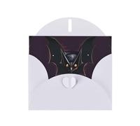 White WHJSHOP Carte de vœux Motif chauve-souris fantôme Noir Papier nacré double face Effet perle Enveloppe en papier nacré