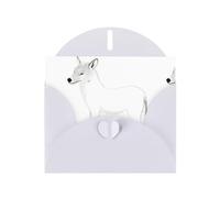 White WHJSHOP Carte de vœux Motif loup féroce simple traits - Papier nacré haut de gamme double face effet nacré avec boucle d'amour et enveloppe en papier nacré