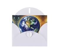White WHJSHOP Carte de vœux Motif Terre cosmique - Papier nacré double face haut de gamme Effet perle Love Buckle Enveloppe en papier nacré