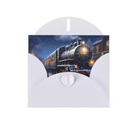 White WHJSHOP Carte de vœux Motif train de chemin de fer Blanc