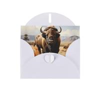 White WHJSHOP Carte de vœux Motif troupeau de bisons d'Amérique du Nord - Papier nacré double face haut de gamme Effet perle Enveloppe en papier perlé