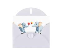 White WHJSHOP Elephants fighting for the apple Prints Carte de vœux en papier nacré double face Effet perle Enveloppe en papier nacré