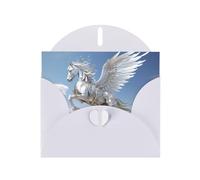 White WHJSHOP Pegasus Prints Carte de vœux en papier nacré double face avec boucle d'amour et enveloppe en papier nacré