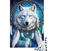 White Wolf Dreamcatcher Adult Jigsaw for Wall Decor Wolf Dreamcatcher Artwork Educational Game Decompression 1000Pc 70x50cm 1000pcs