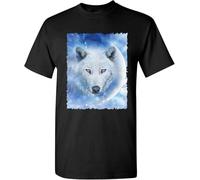 White Wolf T-Shirt Wildlife Animal Moon Howl Nature Wolfpack Mens Tee Shirt Black Manches Courtes(3X-Large)