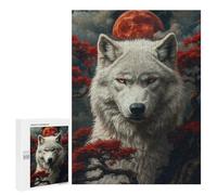White Wolf Under Blood Moon - Puzzle De Table pour Adultes, 500 PCS, Soirée Puzzle en Famille, pour Se Détendre À La Maison sans Écran