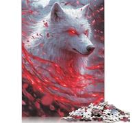 White Wolf with Red Eyes Puzzle 1000 Pieces Cadeau Unique Jeu Éducatif Défi Jouet À De Qualité Supérieure Peinture Art pour Adultes Enfants 1000pcs (75x50cm)