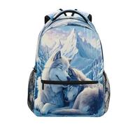 White Wolves Iceberg Sac à dos pour enfants garçons filles étudiants Grand sac à dos pour école primaire Sac à bandoulière Sac à livres
