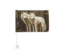 White Wolves In The Woods Car Flag Outdoor Window Clip 30 x 45 cm Double Face Car Decoration