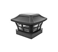 (White Yellow Light,Black Leaves)Outdoor Solar Pillar Lamp Automatic LED Courtyard Light Energy Saving Outdoor Fence Lamp