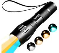 White Yellow Orange Lake Blue Four Source Rechargeable LED Flashlight for Photography Amber Eye Protection Lamp 1800k Warm Cold Yellow Flashlights 3000k