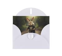 White YYHWHJDE Carte de vœux imprimée Little Grey Rabbit Riding a Bicycle 15,2 x 10,2 cm - Design tendance et unique pour diverses occasions