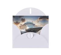 White YYHWHJDE Carte de vœux Motif bateau de croisière 15,2 x 10,2 cm avec effet nacré double face et encre respectueuse de l'environnement