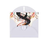 White YYHWHJDE Carte de vœux Motif chat noir sur l'escalier en colimaçon 15,2 x 10,2 cm - Design tendance et unique pour diverses occasions