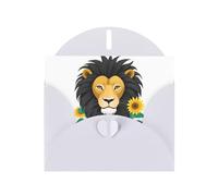 White YYHWHJDE Carte de vœux Motif lion parmi les tournesols 15,2 x 10,2 cm Design tendance et unique pour diverses occasions
