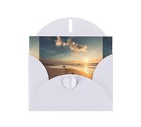 White YYHWHJDE Footprints on the beach Prints Carte de vœux 15,2 x 10,2 cm - Design tendance et unique pour diverses occasions