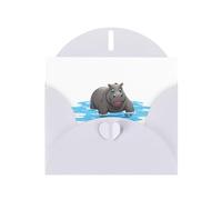 White YYHWHJDE Hippopotame Swimming Happily Prints Carte de vœux 15,2 x 10,2 cm - Design tendance et unique pour diverses occasions
