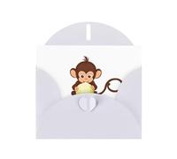 White YYHWHJDE Little Monkey eating oion Prints Carte de vœux 15,2 x 10,2 cm - Design tendance et unique pour diverses occasions