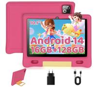 Whitedeer Tablettes Tactiles pour Enfants Tablette 10 Pouces Octa Core avec 16GB RAM 128GB ROM TF 1TB, Android 14, Wi-FI 6/BT 5.3, Widevine L1, 5000 mAh, Contrôle Parental Cadeau Educative Enfant