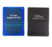 whiteeeen MX4 Lecteur de Carte ISO TF Adaptateur Bleu Transparent + Carte Mémoire 128Mo pour PS2