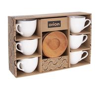 WHITELINE Ensemble de tasses à café en porcelaine pour 6 personnes | Set de tasses à café en porcelaine avec soucoupes | 100 ml 6 pièces en blanc |