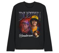 WHITELISTED Stranger Things Dustin Homage Unisex Long Sleeve T Shirt, Black