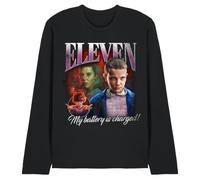 WHITELISTED Stranger Things Eleven Homage Unisex Long Sleeve T Shirt, Black