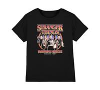 WHITELISTED Stranger Things Hawkins Heroes Group 1987 Shirt, Black, 7-8 Ans Unisex Kids