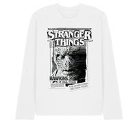WHITELISTED Stranger Things Newspaper Vecna Unisex Long Sleeve T Shirt, White, XL