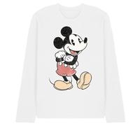 WHITELISTED T-Shirt Unisexe à Manches Longues Disney Mickey Mouse Vintage Mickey, Blanc, M