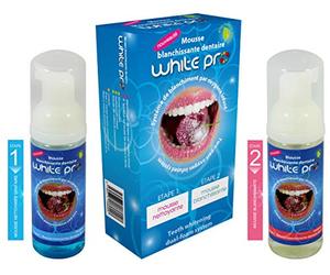 Whitepro - Mousse de blanchiment des dents en 2 étapes - Solution de blanchiment dentaire 2h - Garantie sans peroxyde & résultats visibles immédiatement