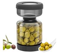 WhiteRhino Pot Pour Cornichons, 1L Pot à Cornichon,Récipient en Sablier pour Olives, Support de Cornichons Olives,Jalapenos,Renversé,Couvercles Hermétiques Étanches