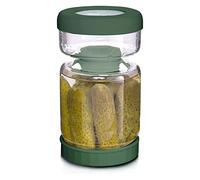 WhiteRhino Pot Pour Cornichons, 1L Pot à Cornichon,Récipient en Sablier pour Olives, Support de Cornichons Olives,Jalapenos,Renversé,Couvercles Hermétiques Étanches