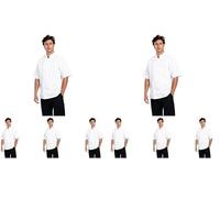 Whites Boston Veste de cuisine unisexe à manches courtes, Blanc, L/Large, Double boutonnage, Lavable en machine, Brodable, Tour de poitrine : 44-46 pouces / 112-117 cm, B250-L (Lot de 2)