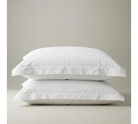 Whites of London Taies d'oreiller en percale 100 % coton bio | 200 fils au pouce carré | Respirantes et nettes | Bride brodée guidée à la main avec enveloppe | 2 taies d'oreiller Oxford (50 x 75 cm