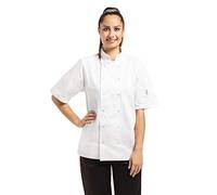 Whites Veste de Cuisine Vegas Unisexe Manches Courtes en Polycoton, 2XL / XXL / 2Extra-Large, Blanc, Tour de Poitrine: 52-54 pouces / 132-137 cm, Croisée, Lavable en Machine, A211-XXL